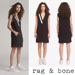 Rag & Bone Black Lodwick V-Neck Mini Mod Shift Dress XS (00)